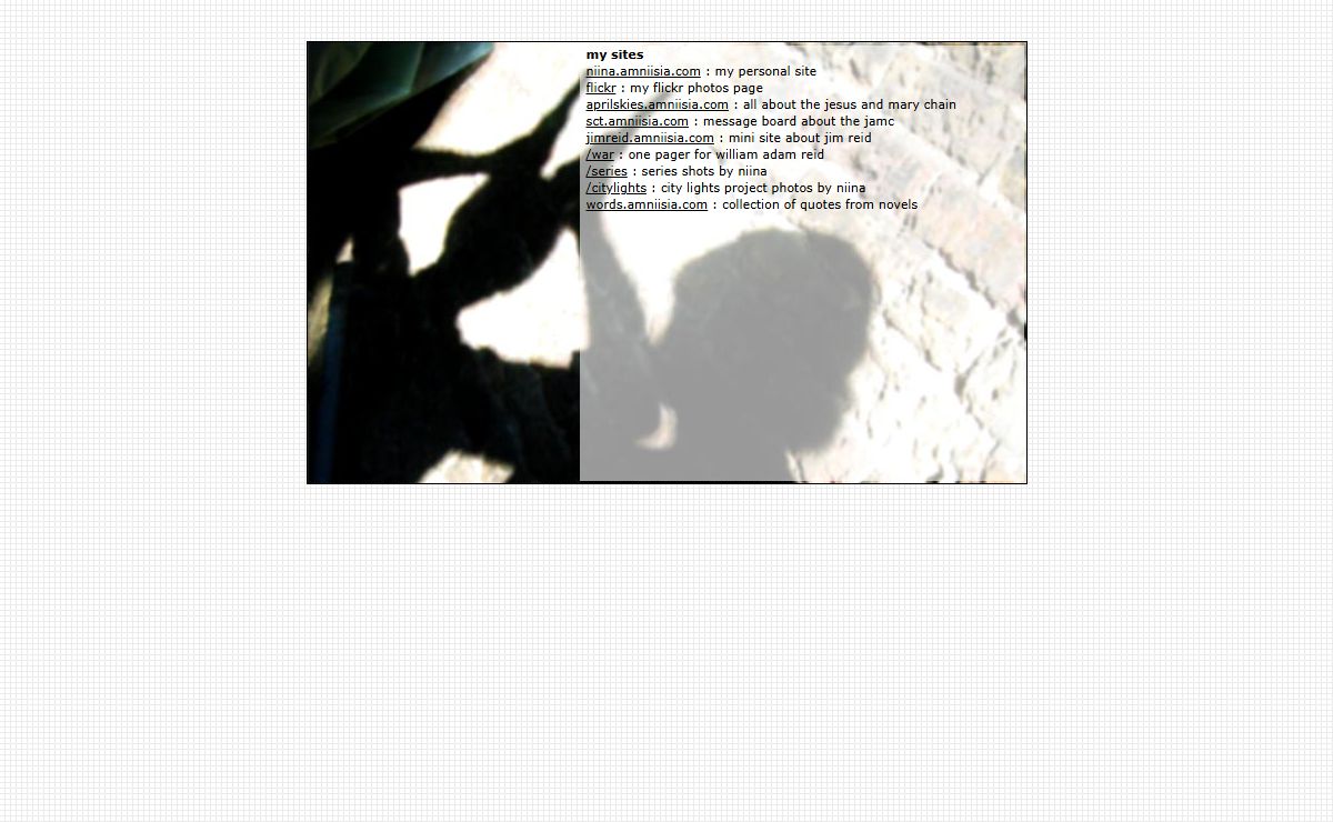 amniisia.com - portal to mary chain stuff, niina's stuff, other stuff