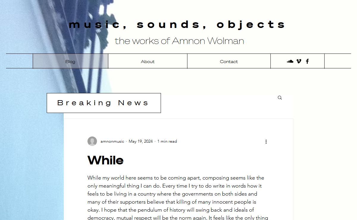 music, sounds, objects | Amnon Wolman