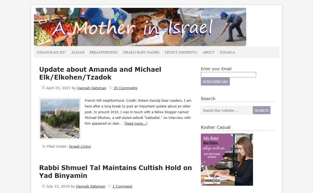 A Mother in Israel — Parenting and women's issues from a Jewish perspective.