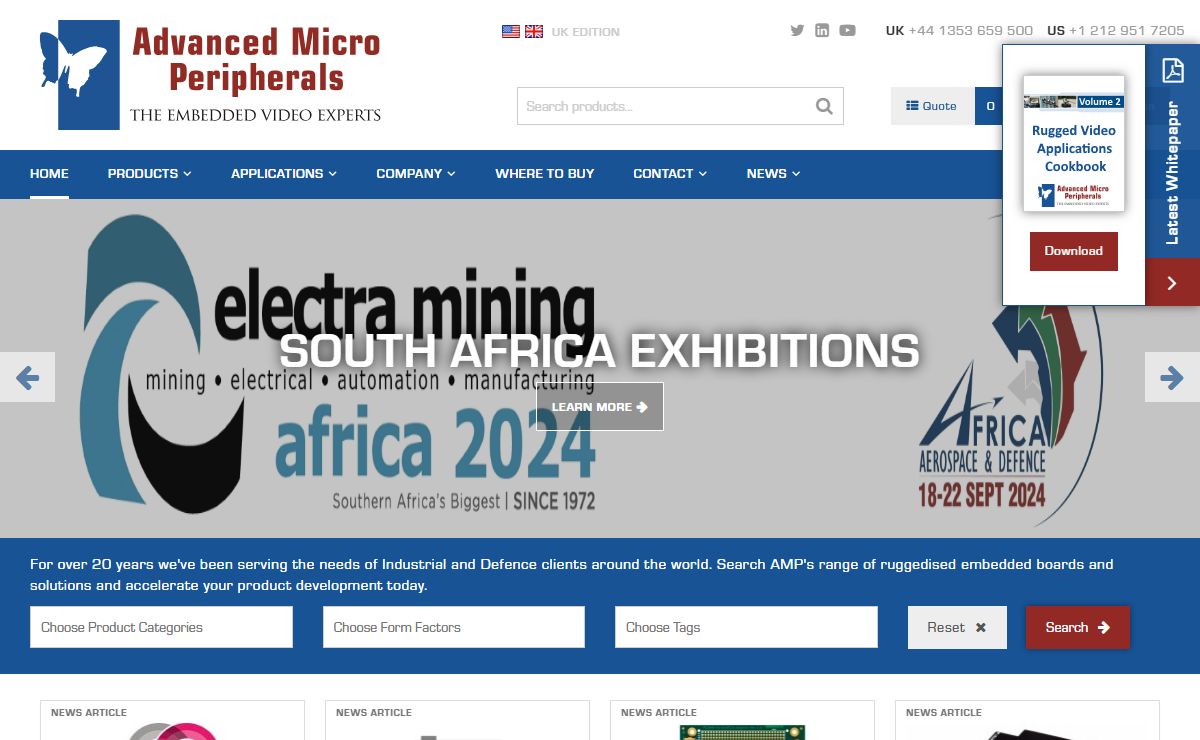 Homepage - Advanced Micro Peripherals - PC104, miniPCIe, CompactPCI Serial, XMC, VPX - Frame Grabbers, Codecs, Video Streaming, Signal Conversion