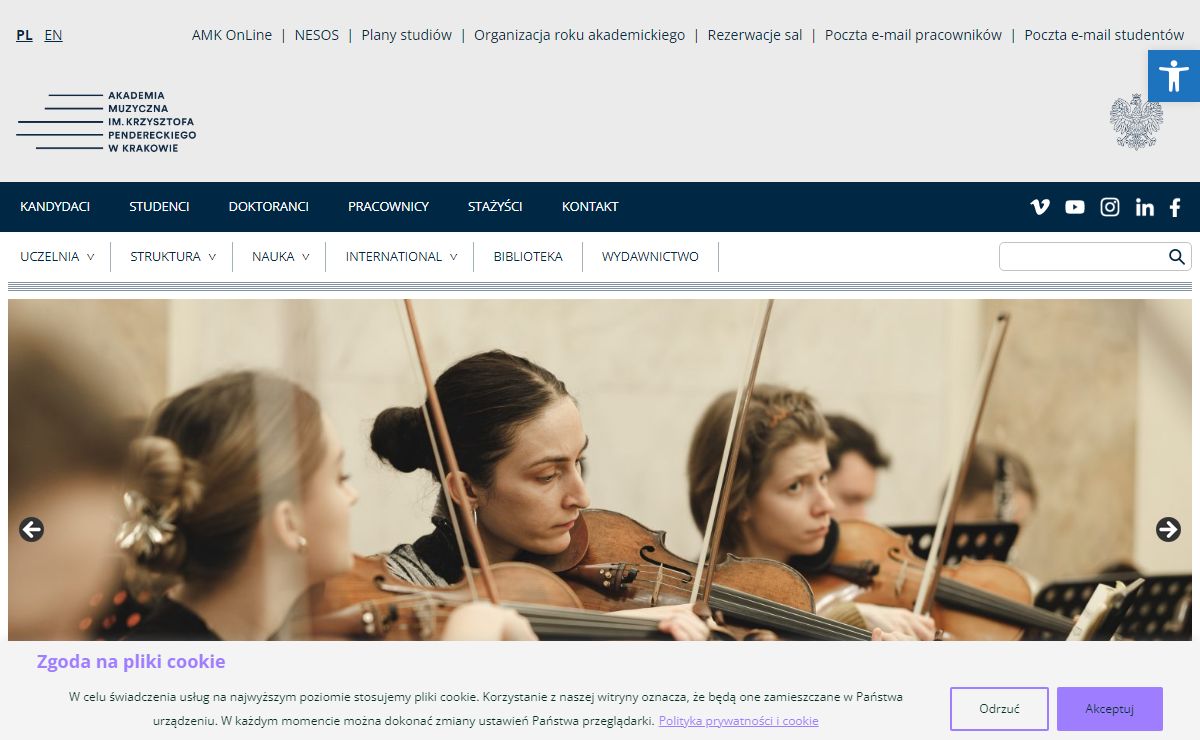 AMKP - Oficjalna strona Akademii Muzycznej im. Krzysztofa Pendereckiego w Krakowie (AMKP).