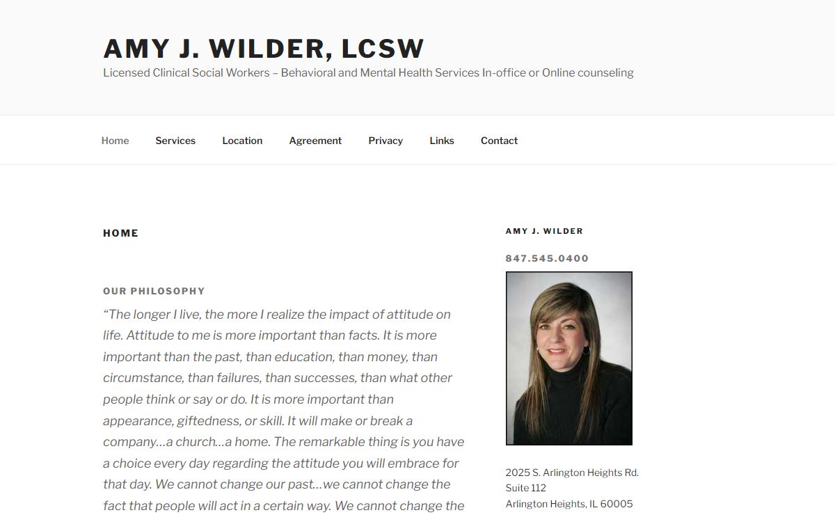 Amy J. Wilder, LCSW – Licensed Clinical Social Workers – Behavioral and Mental Health Services In-office or Online counseling