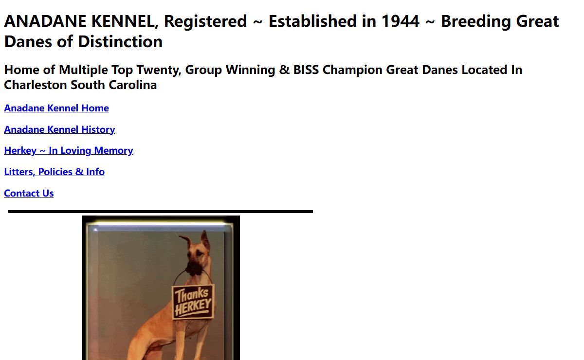 Anadane Kennel, Registered AKC Great Danes in Charleston SC
