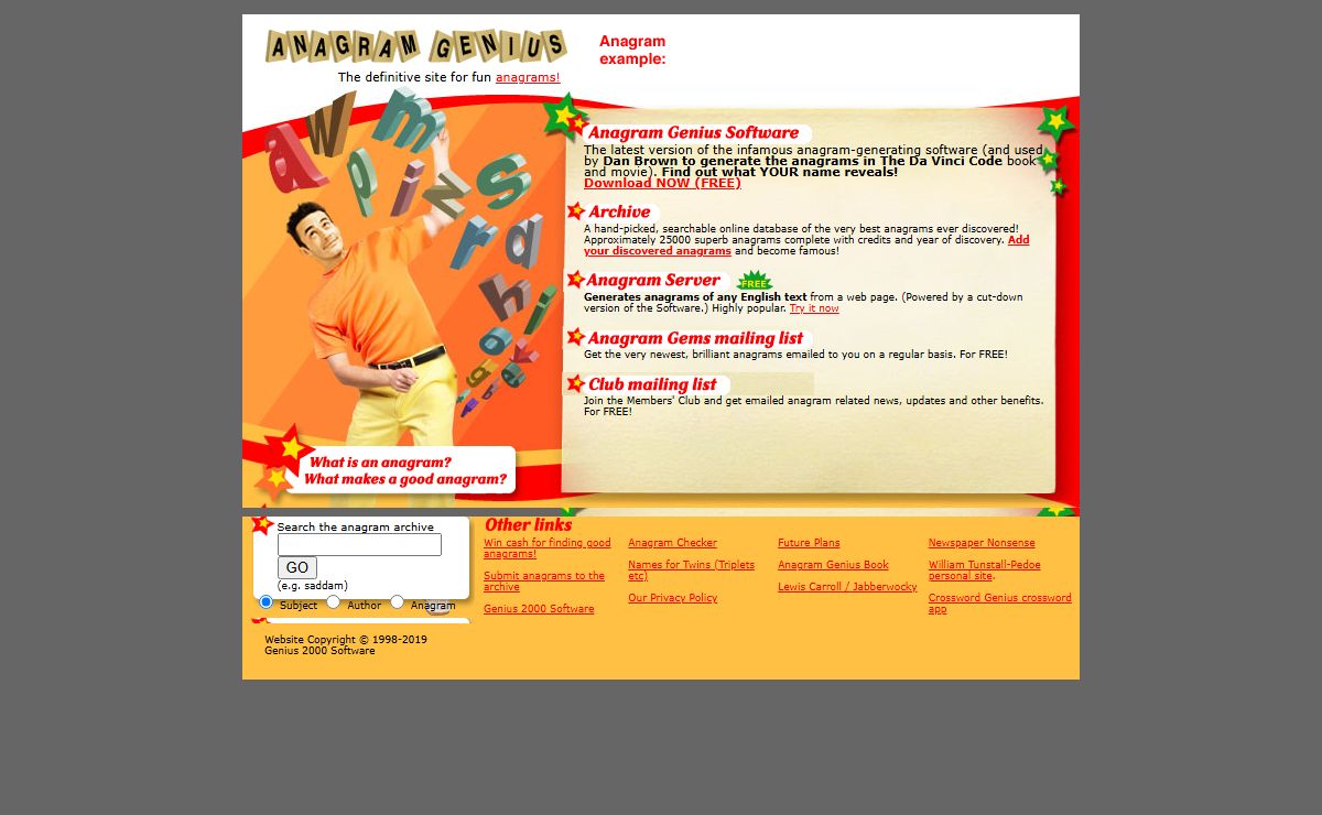Anagram Genius - fun anagrams and anagram software