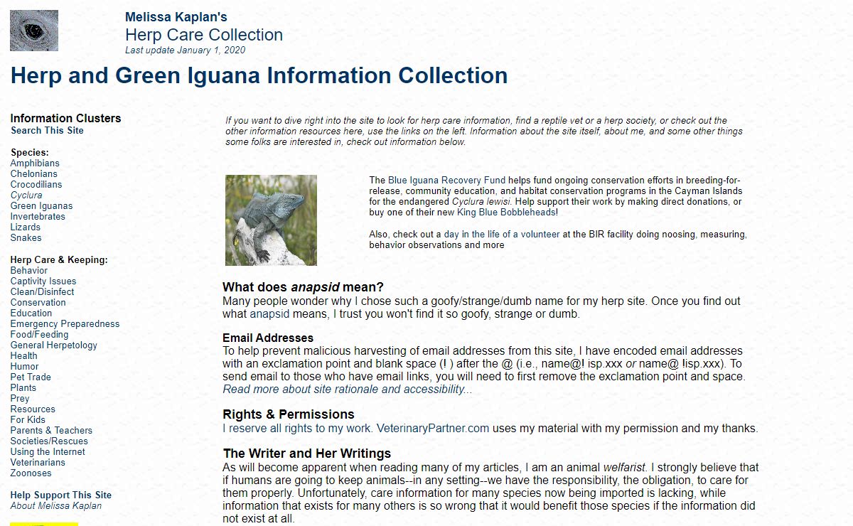 Melissa Kaplan's Herp and Green Iguana Information Collection