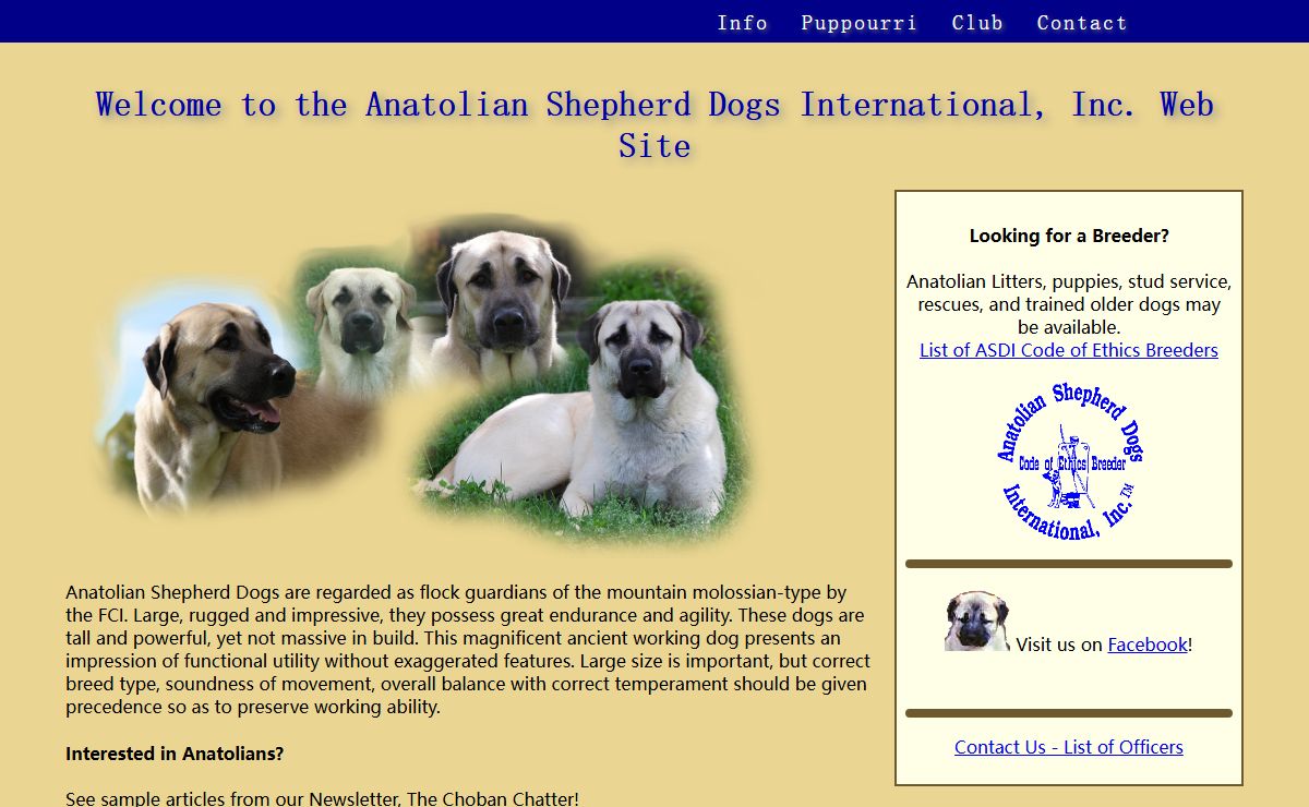 Anatolian Shepherd Dogs International, Inc. Web Site
