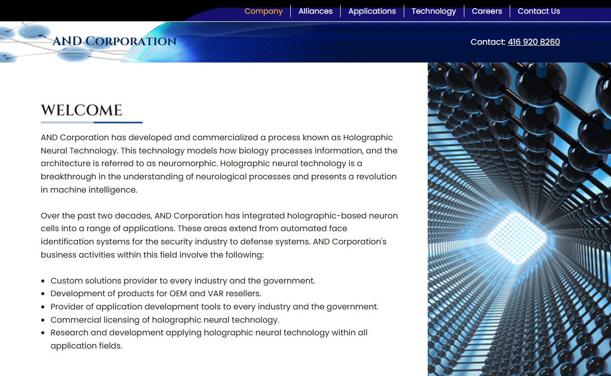 Holographic Neural Technology | Machine Intelligence | AND Corporation