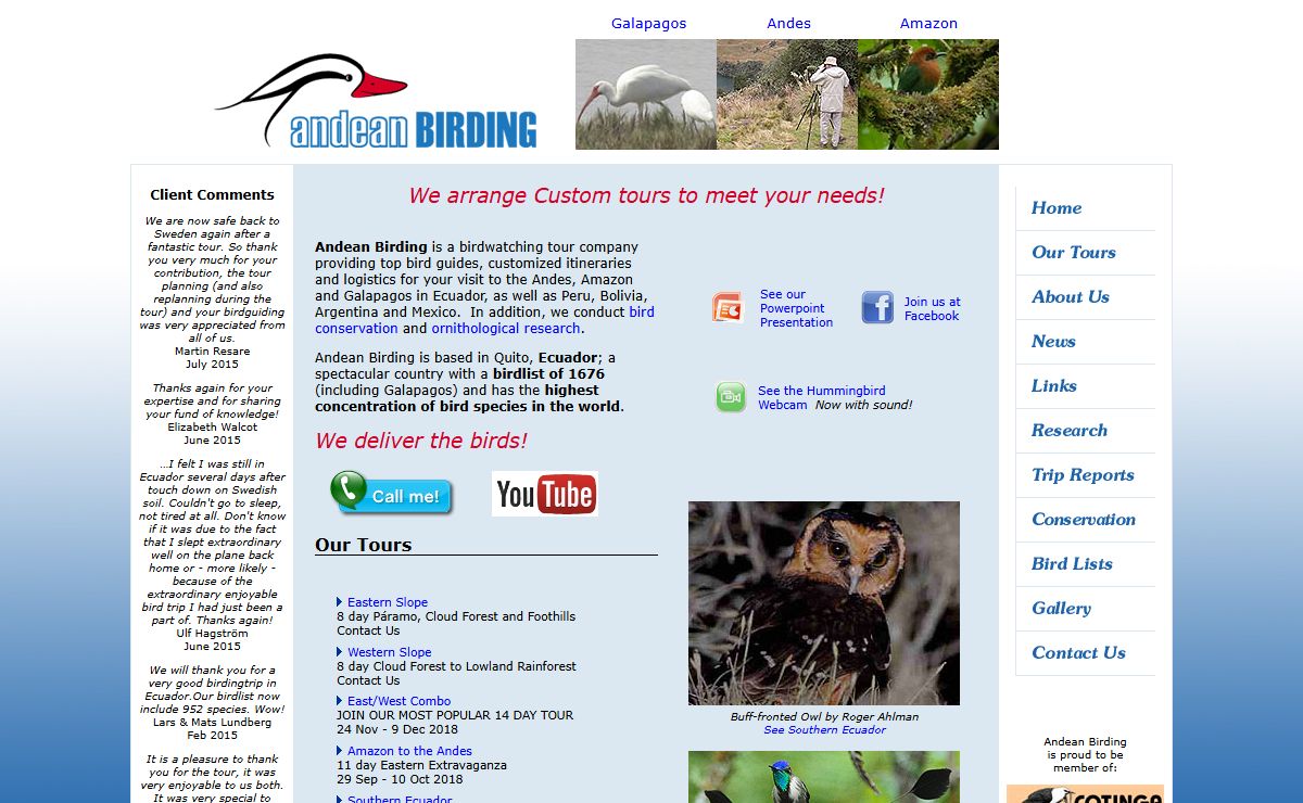 Andean Birding - birdwatching, Andes and Amazon, bird conservation, ornithological research