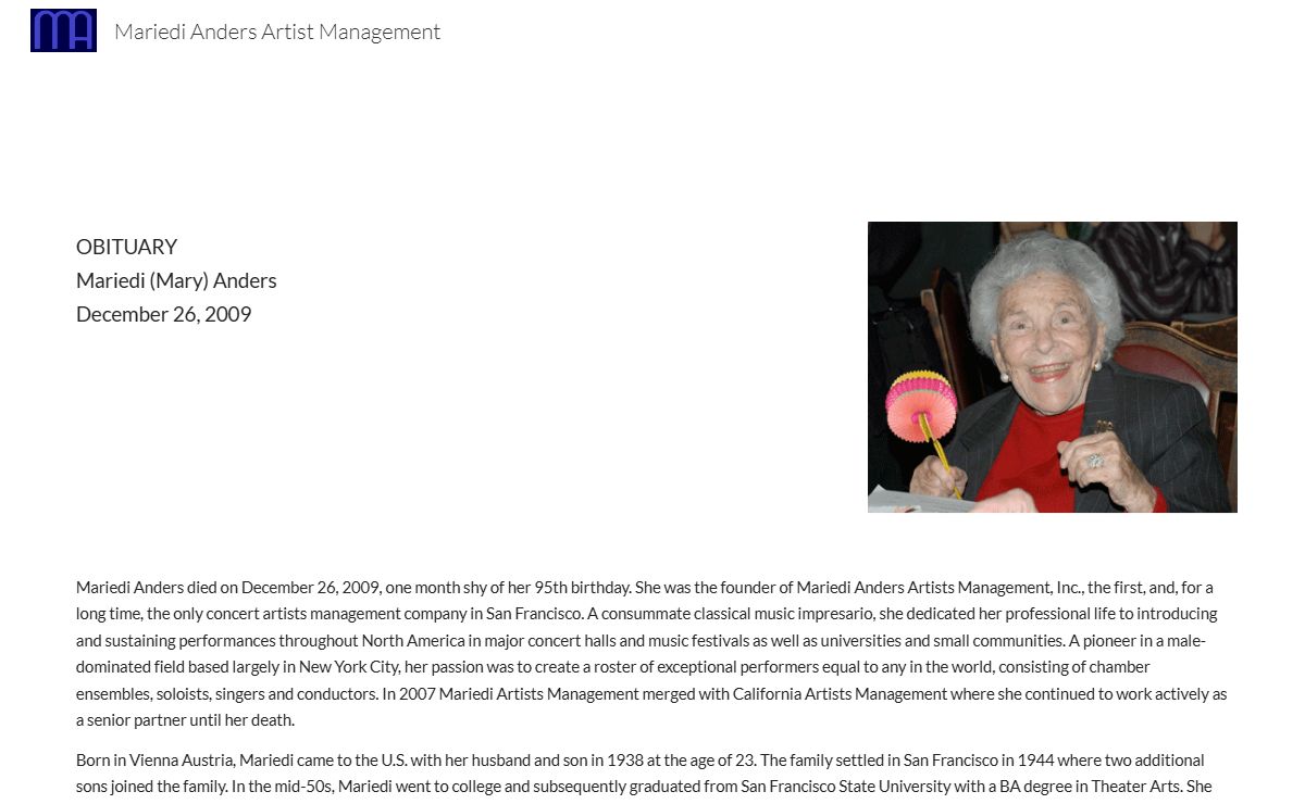 Mariedi Anders Artist Management