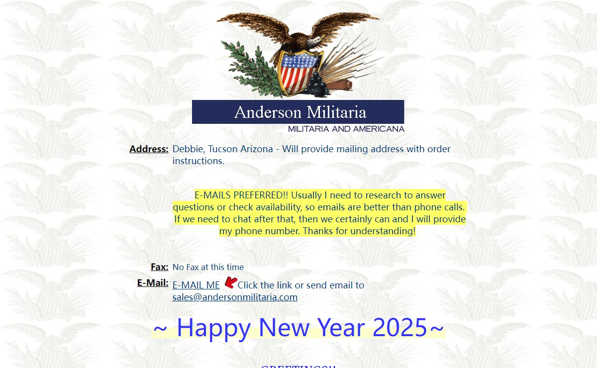 Militaria Antiques & Americana – Directory For Anderson Militaria