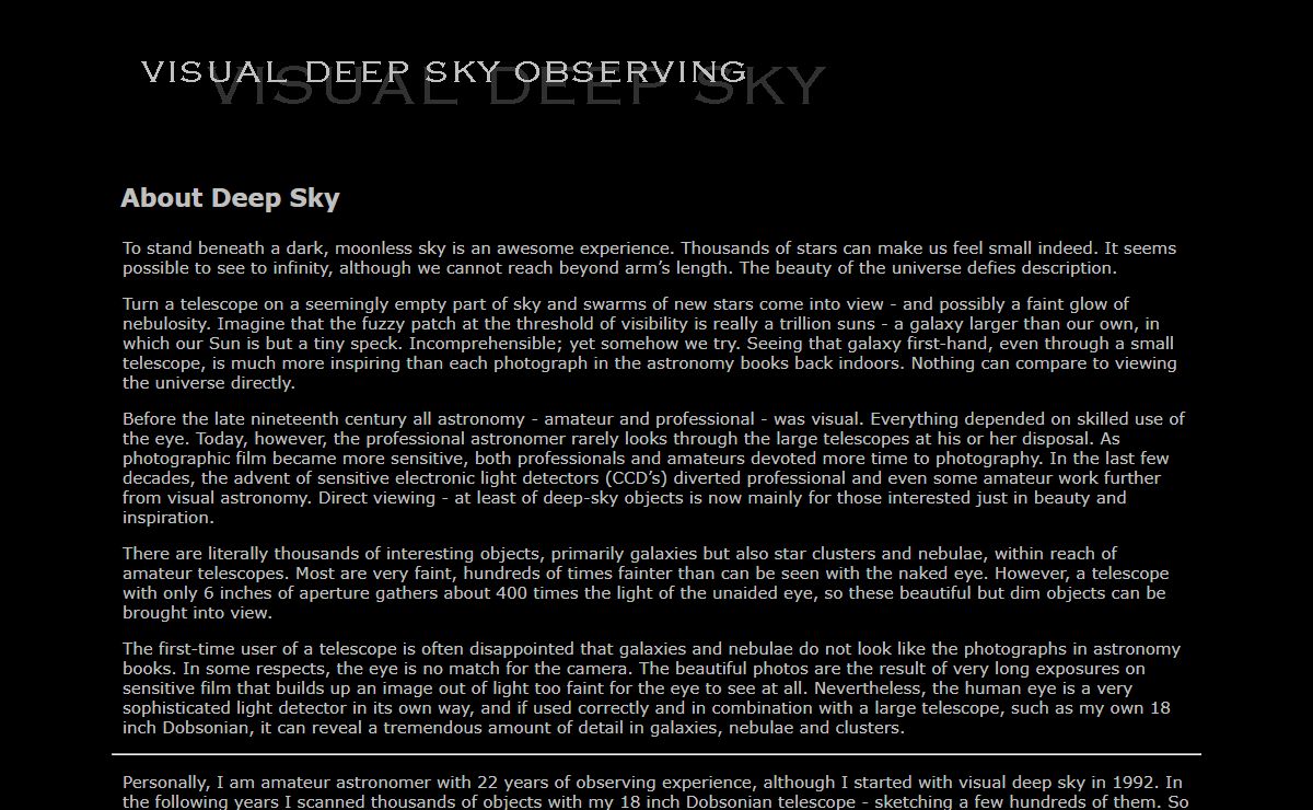 Visual Deep Sky Observing