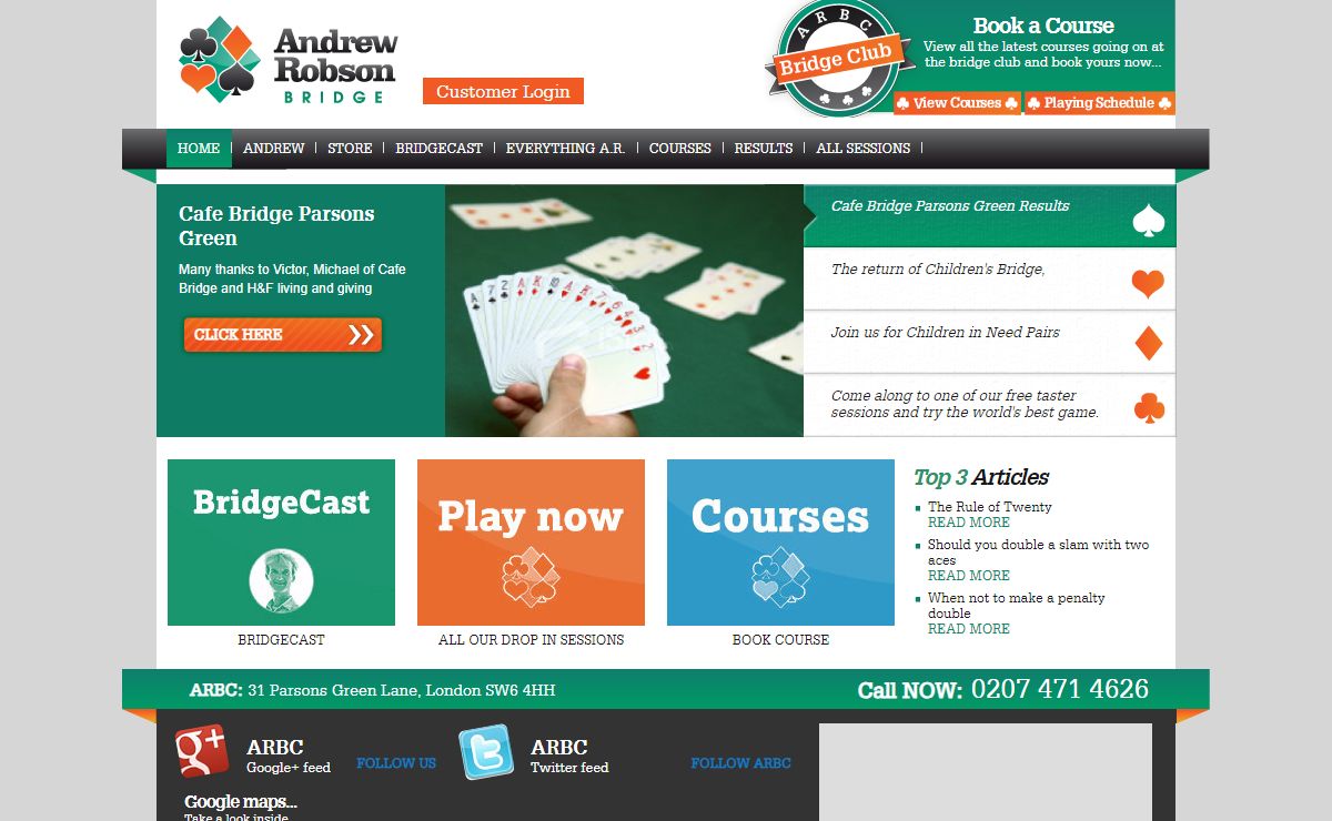 Andrew Robson Bridge Club in London for playing, learning and lessons | Andrew Robson Bridge Club