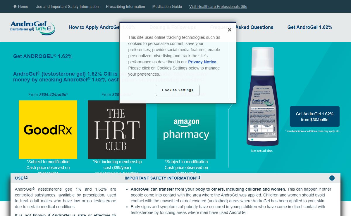 The Official AndroGel (testosterone gel) 1.62% CIII Website
