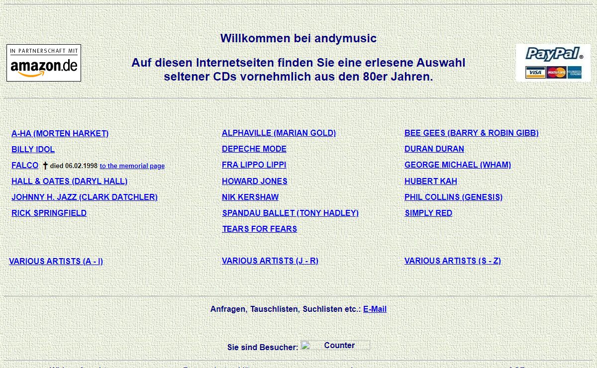 andymusic cd - index