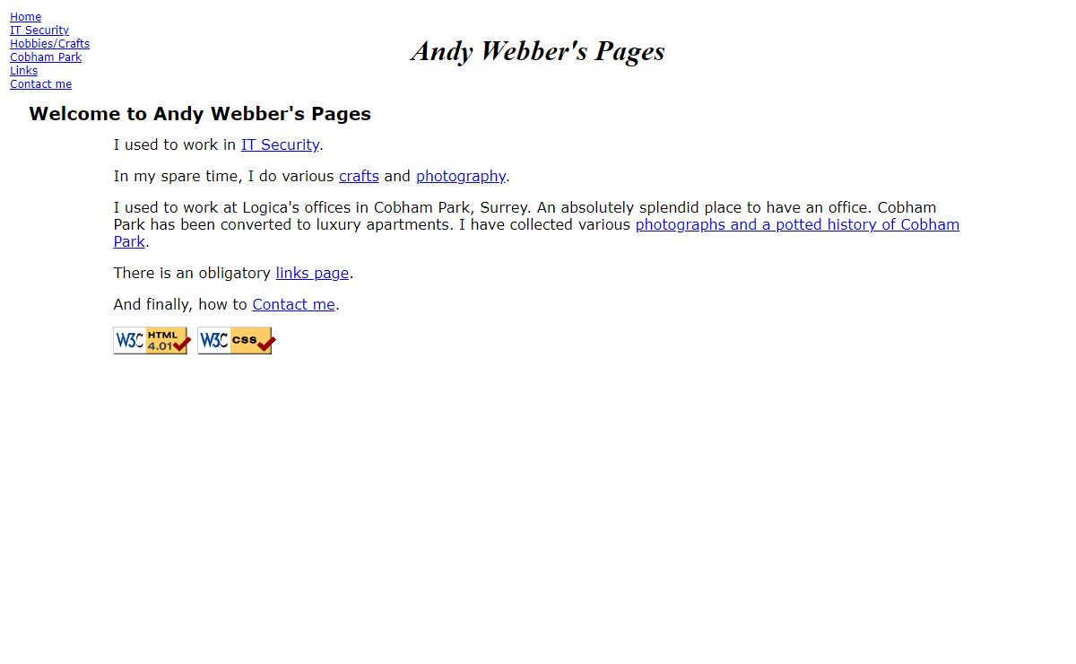 Andy Webber's Personal Pages
