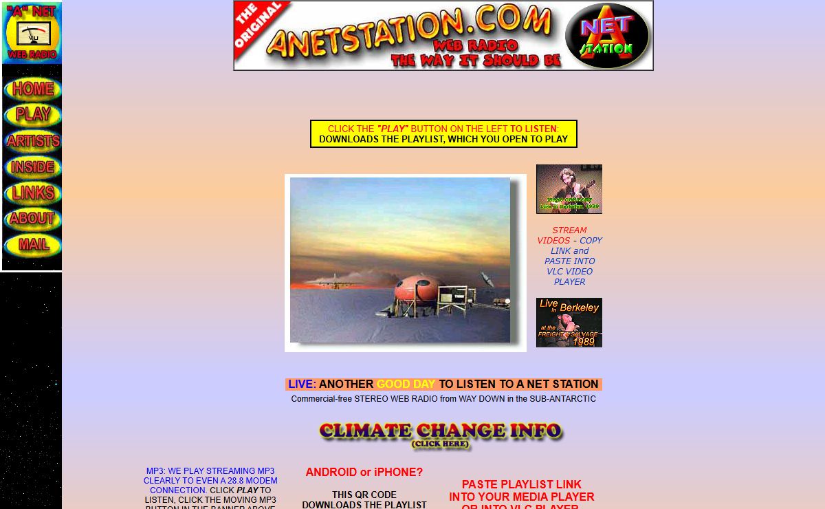 'A' NET STATION Antarctica Web Radio streaming MP3 commercial-free from WAY DOWN IN THE SUB-ANTARCTIC