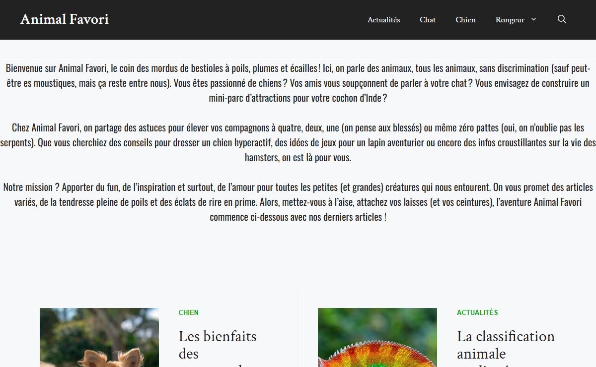 Animal Favori - Tout savoir sur votre animal de compagnie préféré