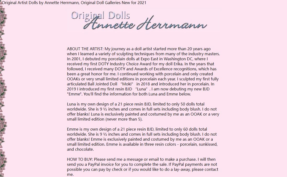 Annette Herrmann Original BJD Dolls, Original Artist Dolls by German Doll Artist Annette Herrmann.