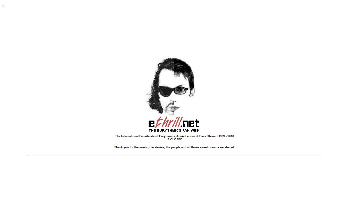 Eurythmics at ethrill.net - The Eurythmics Fanweb
