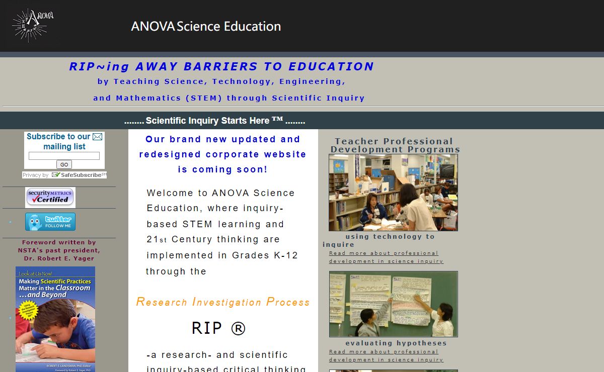 Scientific Inquiry-Based Learning for K-12 Students and Teachers- Professional Development