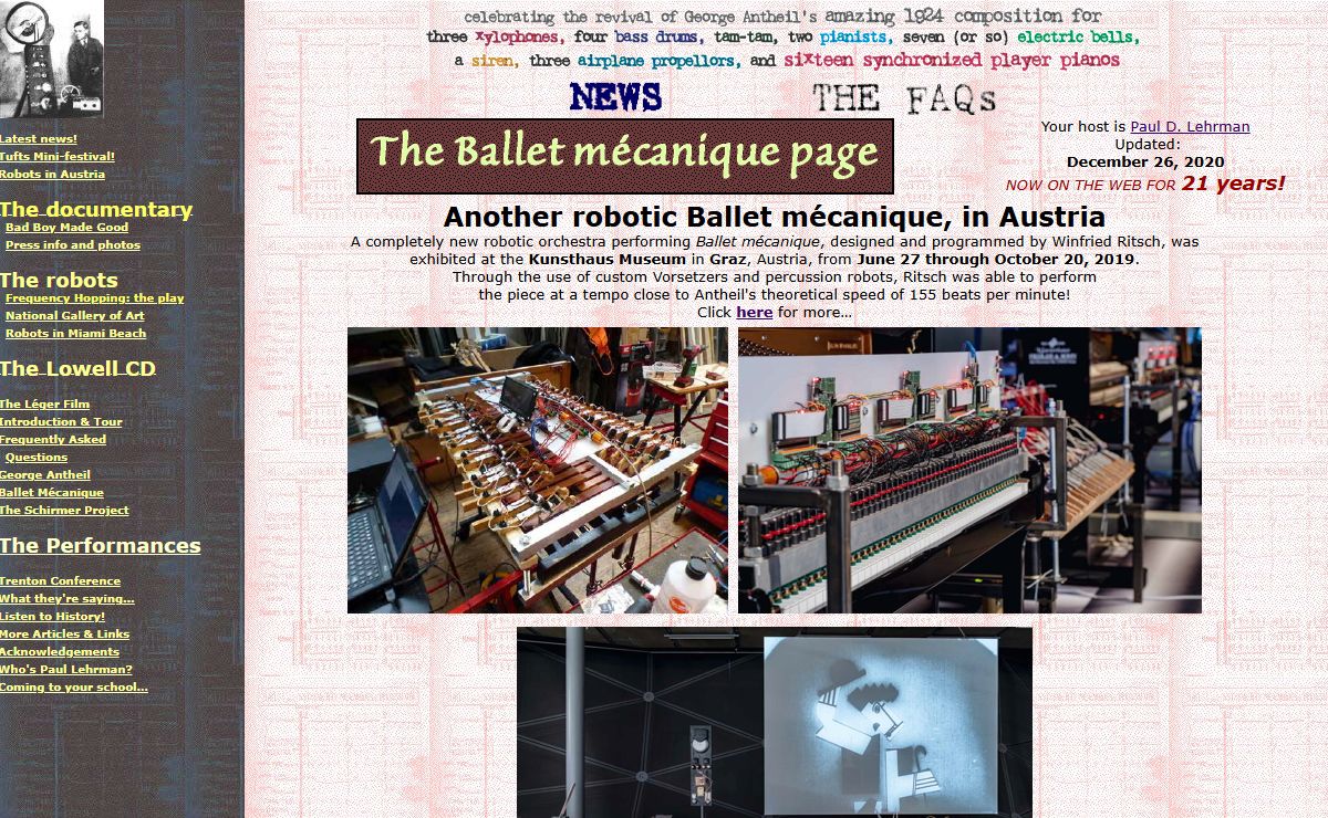 The Ballet Mecanique Page