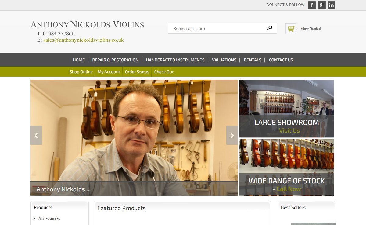 Online Violin Sales, Anthony Nickolds Violins, Birmingham, Midlands, UK