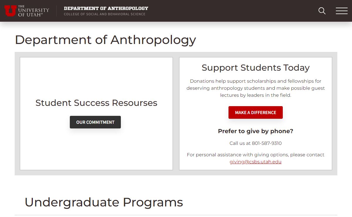 Department of Anthropology - The University of Utah
