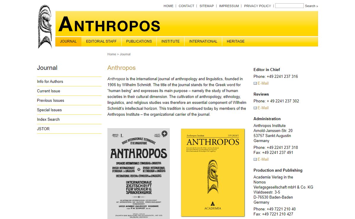 ANTHROPOS - Official journal of the Anthropos Institute