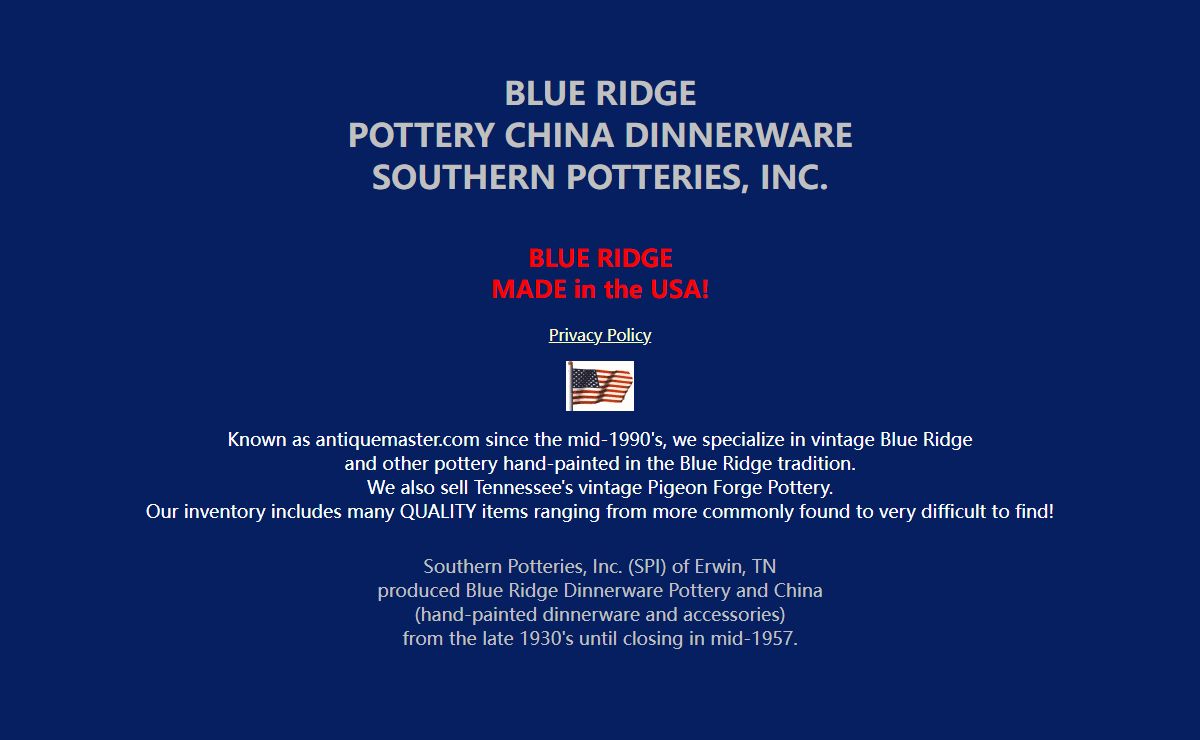 Blue Ridge Dinnerware Pottery SPI Southern potteries