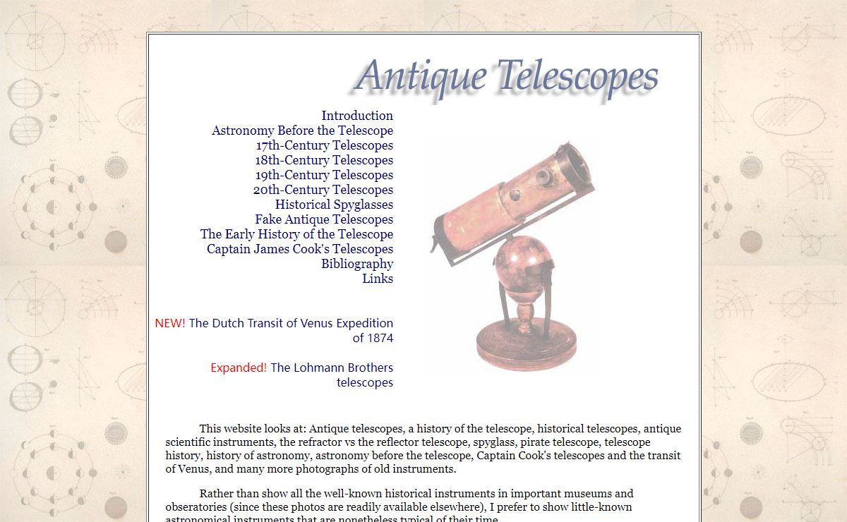 Antique Telescopes, spyglasses, telescope history.