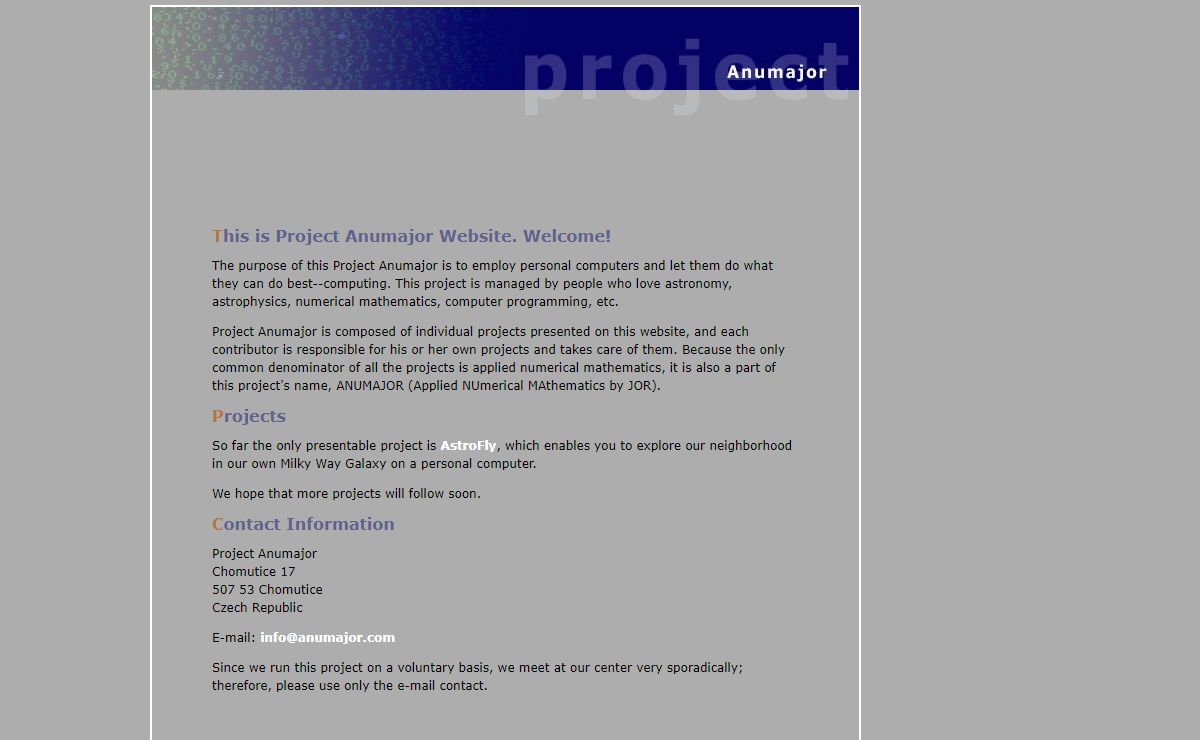 Project Anumajor Home Page