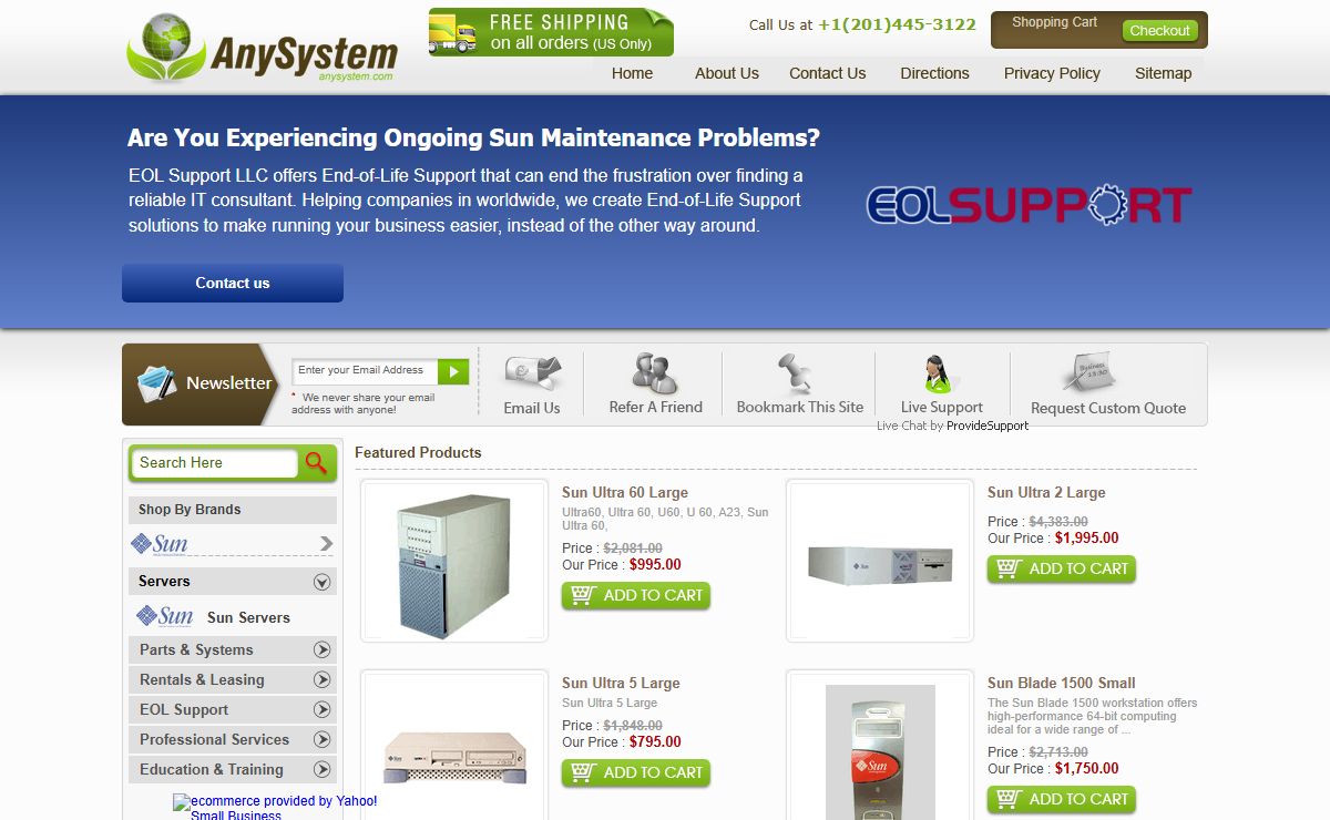 Refurbished, Used Sun Microsystems Servers, Workstations, Sun Parts and Memory Resellers, Branded Servers & Parts at AnySystem.com
