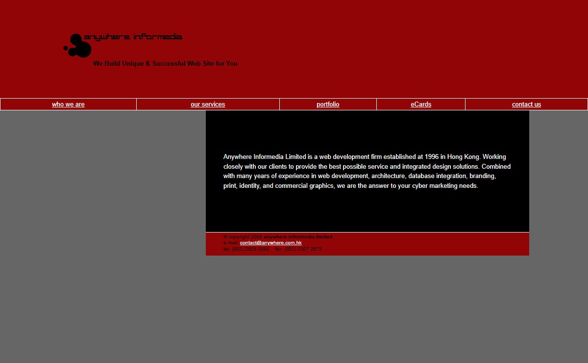 Anywhere Informedia Limited - A web design, web programming and online-shop expert.