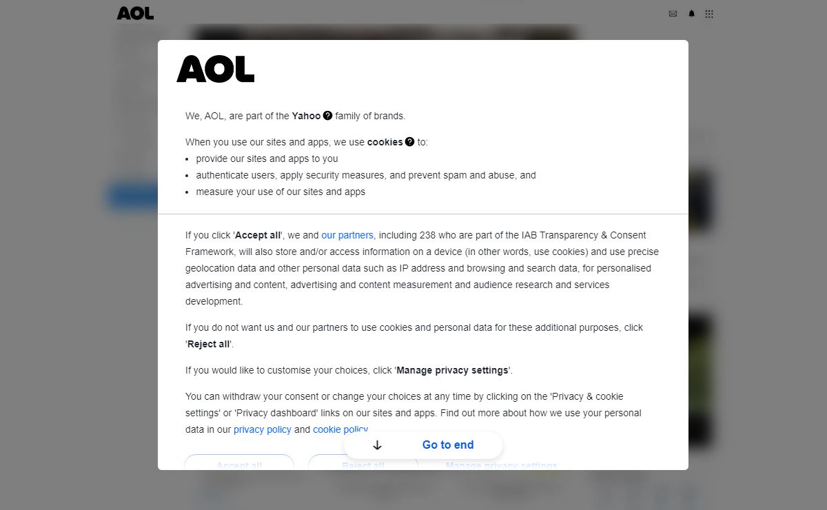 AOL is part of the Yahoo family of brands