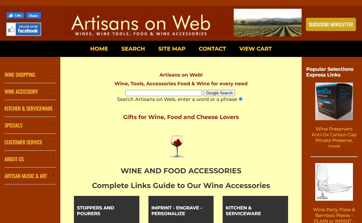 Wine, Accessories, Home, Kitchen, Entertain, Gifts | Artisans on Web