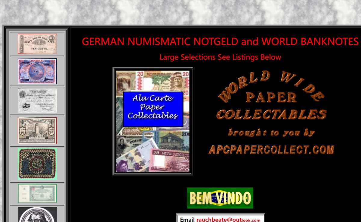 APCPaperCollectables-World Banknotes- Notgeld-Emergency Paper Money-Collectable Stocks-Bonds - Books-Catalogs- Propaganda - Beate Rauch