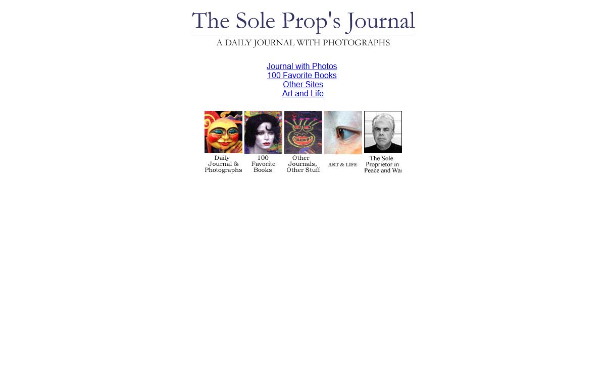 The Sole Prop's Journal: daily personal journal diary photographs writer, photos, 100 favorite books.