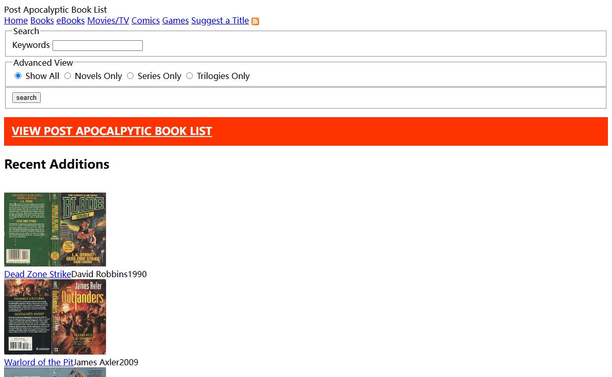 Post Apocalyptic Book List