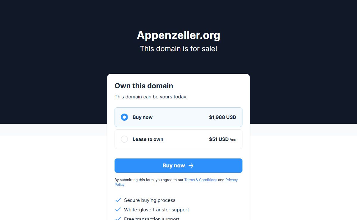 Appenzeller.org is for sale. Buy it today!