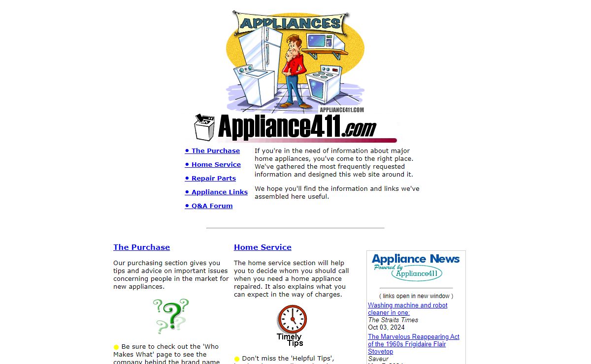 Appliance411 - Appliance Purchasing, Service and Repair Parts Information Center for Major Home Appliances