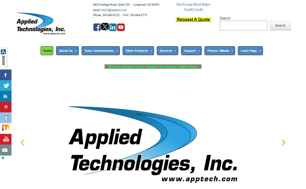 Applied Technologies, Inc. - Ultrasonic Anemometers - Ultrasonic Anemometer,orthogonal ultrasonic anemometer,orthogonal scientific ultrasonic anemometer,sonic anemometer