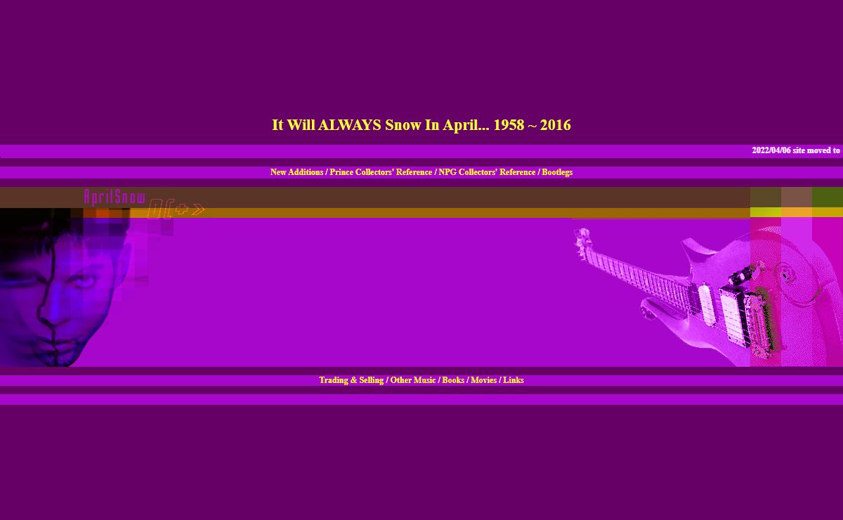 aprilsnow - www.aprilsnow.be - Prince Collectors' Reference