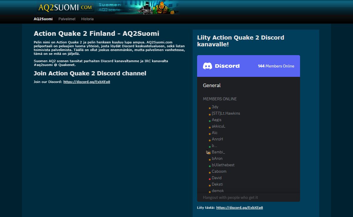Action Quake 2 - AQ2 Discord - AQ2suomi.com
