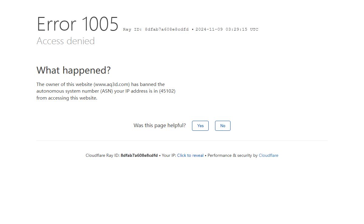 Access denied | www.aq3d.com used Cloudflare to restrict access