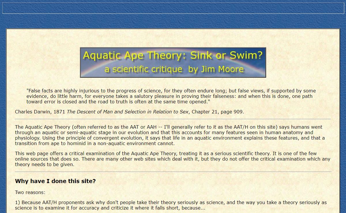 Aquatic Ape Theory (AAT): Sink or Swim?