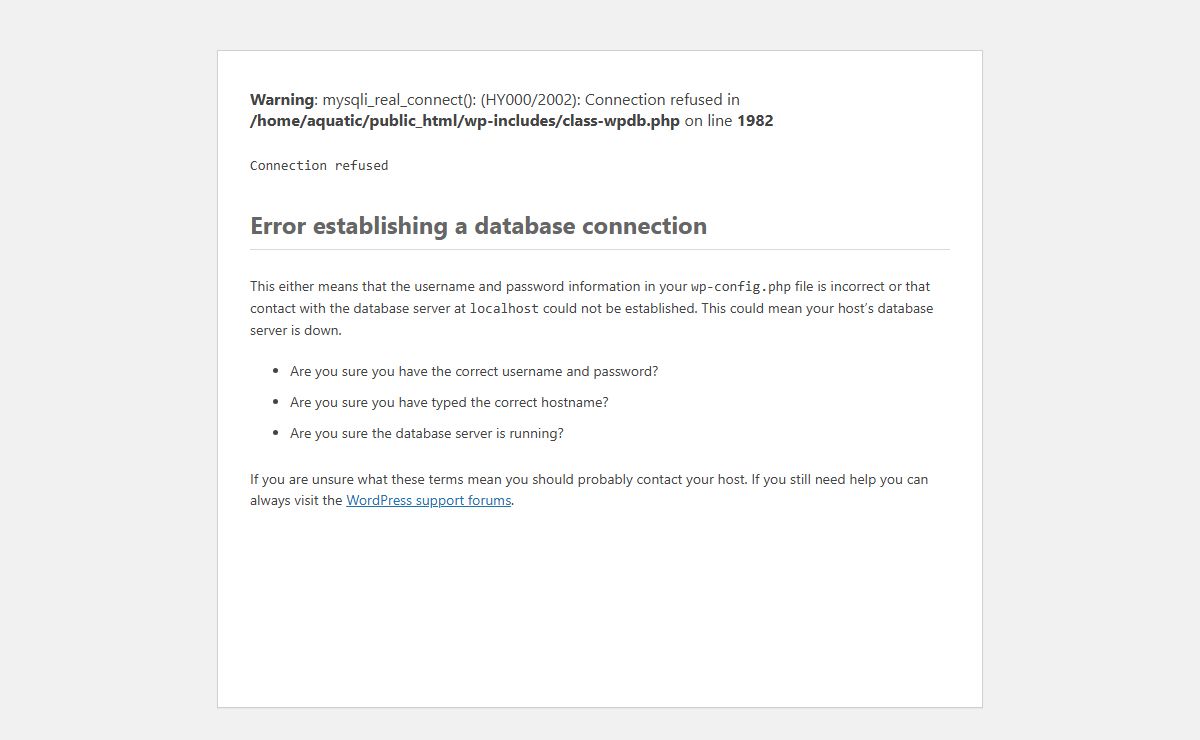 WordPress › Error