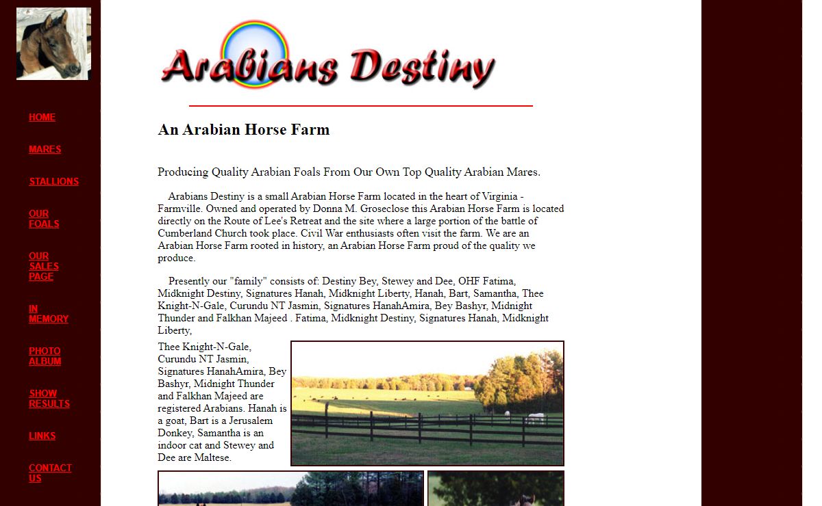 Arabians Destiny Arabian Horse Farm. An Arabian Horse Farm in Virginia