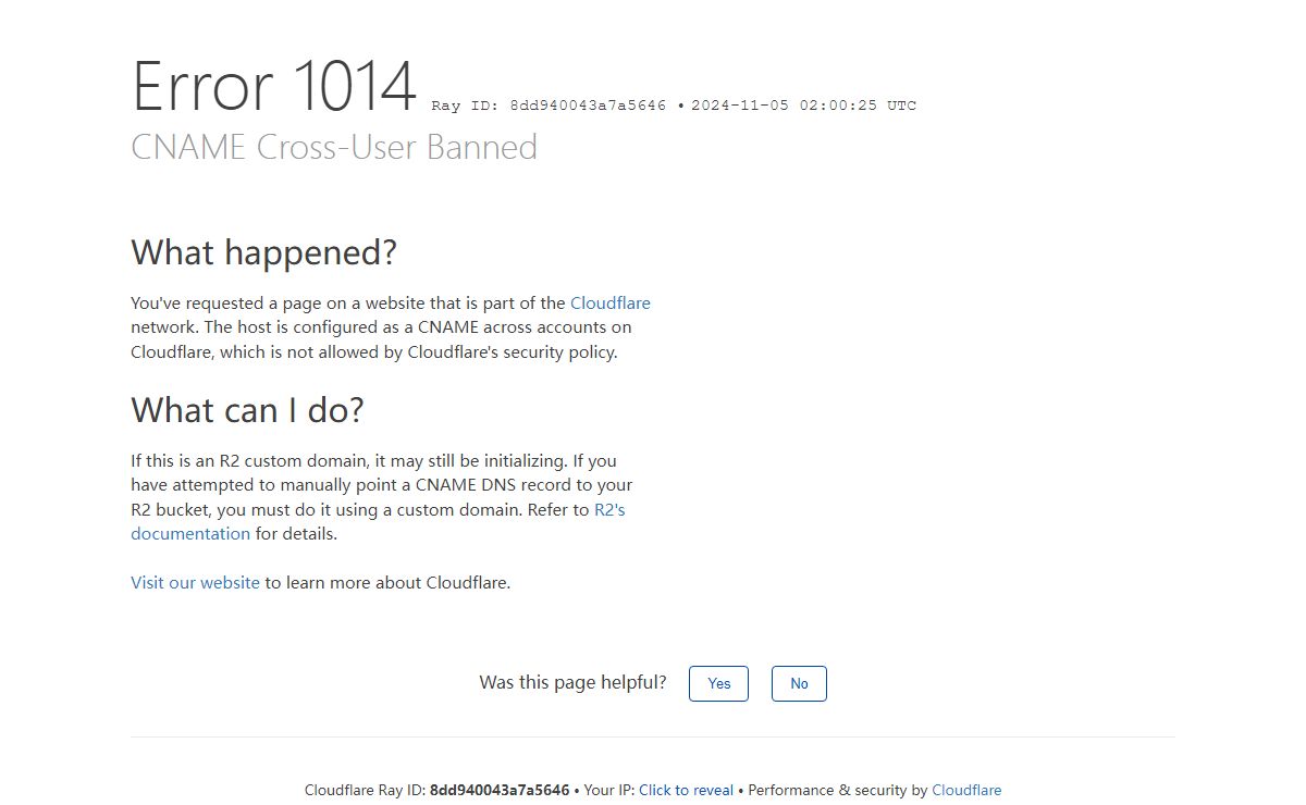 CNAME Cross-User Banned | Cloudflare