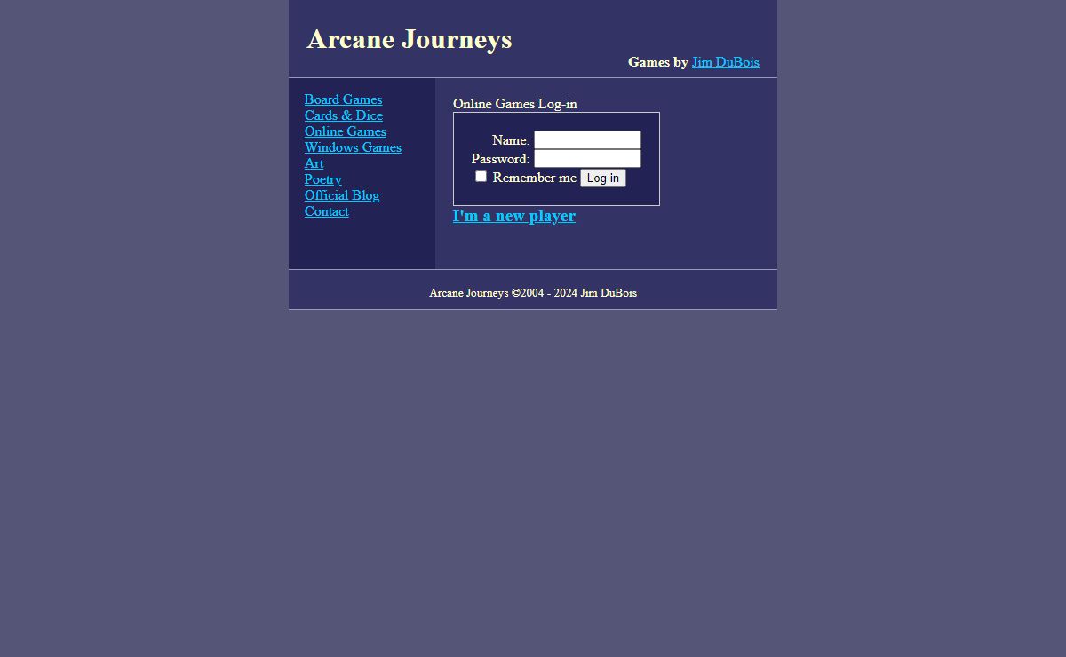 Arcane Journeys - Original online games, downloadable games for windows, and card, dice and board games by Jim DuBois