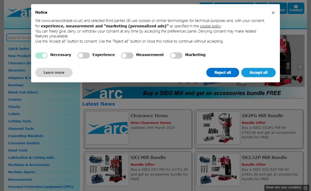 Engineering Tools | Lathe | Milling Machine | Model Engineering | arceurotrade.co.uk